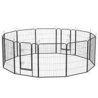 PawHut 12 Panels Heavy Duty Puppy Playpen, for Small Dogs, Indoor and Outdoor Use - Silver(m-11)