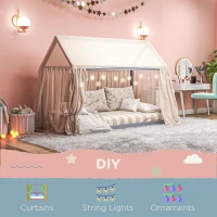 HOMCOM Single Bed Frame, House Scandinavian Style Wooden Bed Frame for 90W x 190Dcm Mattress, Pine Wood Bed Base, Grey(m-5)