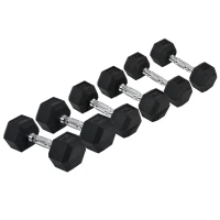 HOMCOM Rubber Dumbbell Set Sports Hex Weight Sets Home Gym Fitness Lift Strength Training Exercise 2 x 5kg, 2 x 6kg, 2 x 8kg(m-1)