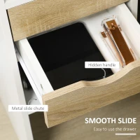 HOMCOM L Shaped Desk, 120cm Computer Desk, Corner Desk with 2 Drawers and 3 Storage Compartments for Home Office, Study Workstation, Oak(m-7)