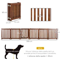 PawHut Recinto e Cancellino per Cani di Piccola Taglia a 6 Pannelli, Design Pieghevole e Salvaspazio, Marrone(m-3)