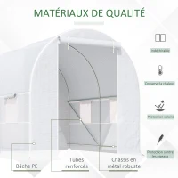 Outsunny Serre de Jardin Tunnel Surface Sol 5 m² 2,5L x 2l x 2H m châssis Tubulaire renforcé 18 mm 4 fenêtres Blanc(m-4)