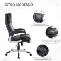 HOMCOM Silla Ejecutiva de Escritorio Silla de Despacho con Ruedas y Reposabrazos Altura Ajustable 66x71x110-120,5 cm Negro(m-6)