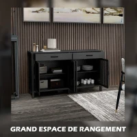 HOMCOM Buffet bas meuble de rangement 4 portes avec étagères réglables et 2 tiroirs style industriel 150 x 40 x 85 cm noir(m-4)