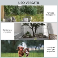 Outsunny Valla Decorativa de Jardín de 4 Paneles 88x110 cm con Diseño de Patrón de Rejilla y Ángulo Ajustable Negro(m-6)