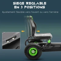 HOMCOM Kart à pédales pour enfant siège réglable 3 positions frein à main enfant de 5 à 12 ans vert noir(m-4)