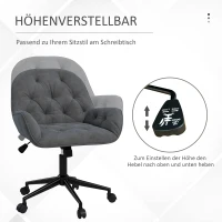 Vinsetto Bürostuhl Schreibtischstuhl Computerstuhl, höhenverstellbar, Samt-Optik, Grau(m-4)
