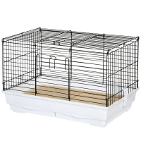 PawHut Indoor Small Animal Cage for Rabbits, Guinea Pigs w/ Wood Floor, Removable Trays(m-11)