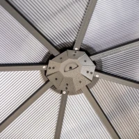 Outsunny 3 x 3(m) Hardtop Gazebo Canopy with Polycarbonate Roof, Permanent Pavilion Garden Gazebo with Curtains for Patio, Deck, Grey(m-7)