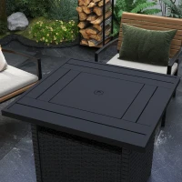 Outsunny 72.5 x 72.5cm 50,000 BTU Fire Pit Table, with Cover - Black(m-8)