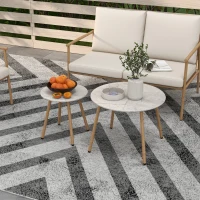 Outsunny Gartenmöbel-Set, 5-teilig, Tischplatten in Marmoroptik, Metallrahmen, Hellbraun/Cremeweiß(m-7)