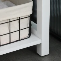 kleankin Columna de Baño Estantería para Baño con 2 Puertas Estantes Ajustables Armario Alto tipo Vitrina 45x30x170 cm Blanco(m-7)
