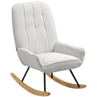 HOMCOM Schaukelstuhl Modern-Design Schaukelstuhl, Sherpa-Fleece, Steppung, 63 cm x 95cm x 97 cm Natur+ Grau(m-10)