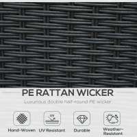 Outsunny 8 Pieces PE Rattan Sofa Set with Cushions, Garden Corner Sofa with 4 Seater Sofa, 2 Footstools and 2 Coffee Table Set, Space-saving Design, No Assembly Required, Black(m-5)