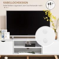 HOMCOM TV Schrank, TV-Kommode, Schrankelement mit Schubladen und Offene Regale, MDF, Weiß, 150 x 39 x 50 cm(m-6)