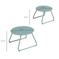 Outsunny Lot de 2 tables basses rondes gigognes empilables de Jardin métal époxy, Table d'Appoint Stable pour extérieur, Bleu(m-3)
