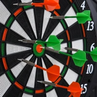 SPORTNOW Elektronische Dartscheibe Dartboard mit Sprachansagen Englische Stimme LED-Anzeigen 12 Darts 27 Spiele 216 Varianten Dartautomat mit Türen Dartscheibe Set für bis zu 8 Spieler(m-7)