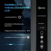Outsunny Frigo Portatile Elettrico 35L da 12 Volt con Maniglia e Schermo LCD, 63.2x42x42.8 cm, Grigio(m-5)
