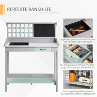 HOMCOM Pflanztisch Gärtnertisch Gartentisch Blumentisch mit Schublade und Wanne für den Garten Tannenholz Mintgrün + Grau 92 x 42,5 x 119,5 cm(m-5)