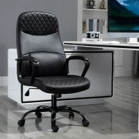 Vinsetto Bürostuhl Massage höhenverstellbarer Chefsessel Gamingstuhl mit Massagefunktion ergonomischer Drehstuhl Massage Sessel PU-Leder Stahl Schwarz 60 x 70 x 109-119 cm(m-2)