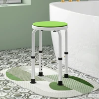 HOMCOM 360° Swivel Shower Chair, Height Adjustable Aluminium Shower Stool with Non-Slip Feet for Disabled, Elderly, Green(m-2)