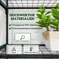 Outsunny Mini-Gewächshaus für Blumen oder Gemüse, Stahl, Kunststoff, 69L x 49B x 193H cm, Weiß(m-4)