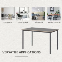HOMCOM Dining Table w/Steel Frame，Kitchen Table for 4 People，75H x 120L x 70Wcm，Minimalistic Style for Living Room, Dining Room Grey(m-6)