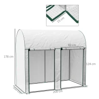 Outsunny Serra da Giardino da 2 m², 2 Porte Avvolgibili, Copertura in PE 140g/m² Anti-UV, 2x1x1.78m, Bianco(m-3)