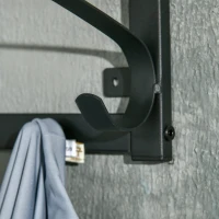 HOMCOM Porte-manteau Étagère Murale Flottante Meuble Entrée, Vestiaire, Style Industrielle avec Crochets et Tringle - en métal pour Cuisine, Salon, Chambre et Salle de Bain(m-8)