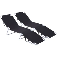 Outsunny Bain de Soleil transat Pliable Dossier réglable Multipositions métal et Polyester Noir(m-10)