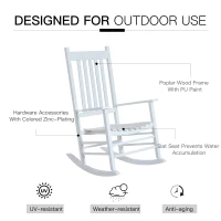 Outsunny Outdoor Porch Rocking Chair Armchair Wooden Patio Rocker Balcony Deck Garden Seat White(m-5)