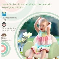 HOMCOM Schaukelstuhl für Kleinkinder Niedliches Design, Schaffell-Imitat, Eukalyptusholz Grün + Gelb Beige(m-7)
