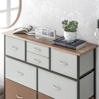 HOMCOM Bedroom Chest of Drawers, 10 Drawer Dresser with Foldable Fabric Drawers and Steel Frame, Multicolour(m-8)