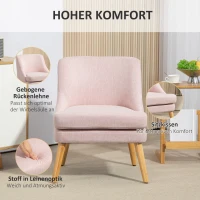 HOMCOM Akzentsessel im skandinavischen Stil, Samt, 25D-Schaumstoff, Hevea-Holzbeine, Beige, 63x69x79,5 cm(m-4)