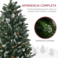 HOMCOM Árbol de Navidad Artificial 120 cm Árbol de Navidad Nevado con 328 Ramas y Soporte Metálico Decoración Navideña Verde(m-5)