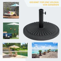 Outsunny Sonnenschirmständer 14  kg Schirmständer Rund Schirmhalter, Ständer Schirmgewicht für Sonnenschirm 35-48mm Rohrdurchmesser, für Balkon, Terasse, Garten, Schwarz(m-7)
