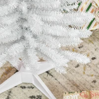 HOMCOM 5ft Unlit Artificial Christmas Tree, Pencil Slim Xmas Tree with Solid Stand and Realistic Branches, White(m-9)