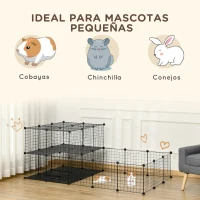 PawHut Recinto Modular para Roedores con Amplio Espacio Fácil Montaje y Estructura Resistente de Acero y Resina PP 175x105x70cm(m-4)