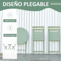 Outsunny Conjunto de Muebles de Jardín Plegable Juego de 1 Mesa y 2 Sillas de Terraza con Marco de Acero y Respaldo Verde Oscuro(m-4)