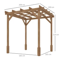 Outsunny 2 x 2m Wooden Pergola Kit, Decorative Garden Gazebo Shelter with Stable Structure for Climbing Vines, Flowers, Dark Brown(m-3)