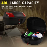 HOMCOM 48L Motorcycle Trunk Travel Luggage Storage Box Accessory Modern Tough Style - Black(m-4)