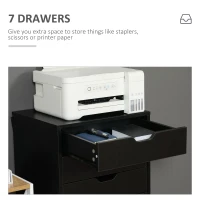 Vinsetto Seven-Drawer Filing Cabinet, with Wheels - Black(m-5)