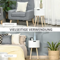 HOMCOM Beistelltisch rund mit skandinavischem Design Couchtisch Nachttisch mit Tablett für Büro Wohnzimmer Schlafzimmer MDF Kiefernholz Weiß+Natur 38 x 38 x 63 cm(m-7)