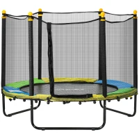 ZONEKIZ Trampoline rond enfant avec filet de protection capacité 50 kg pour adultes et enfants diamètre 140 cm bleu et noir(m-1)