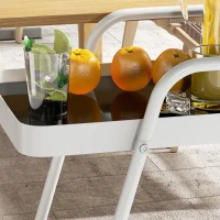 Outsunny Outdoor Servierwagen, 2-stöckig, Weinregal, Stahlrahmen, 86,5 x 51 x 78 cm, Schwarz/Weiß(m-9)