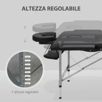 HOMCOM Lettino per Massaggio Portatile e Pieghevole con Altezza Regolabile e Seduta Imbottita, 186x71x62-83 cm, Nero(m-4)