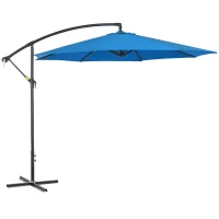 Outsunny 3(m) Offset Cantilever Parasol, with Cross Base - Blue(m-11)