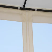 Outsunny Cenador de Jardín 3x3x2,8 m Gazebo Carpas para Exterior Grandes con Doble Techo Mosquiteras y Marco de Acero para Patio Fiesta Blanco(m-9)