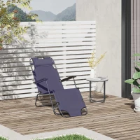 Outsunny Sonnenliege mit Kissen, Klappbare Strandliege mit 2-Fach verstellbare Rückenlehne Gartenliege, 2-in-1 Relaxliege, Metall + Oxfordstoff, Grau 135 x 60 x 89 cm(m-2)