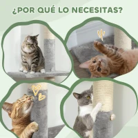 PawHut Árbol para Gatos de Suelo a Techo 225-275 cm Torre para Gatos con Múltiples Plataformas Sistema de Antivuelco Gris Claro(m-7)